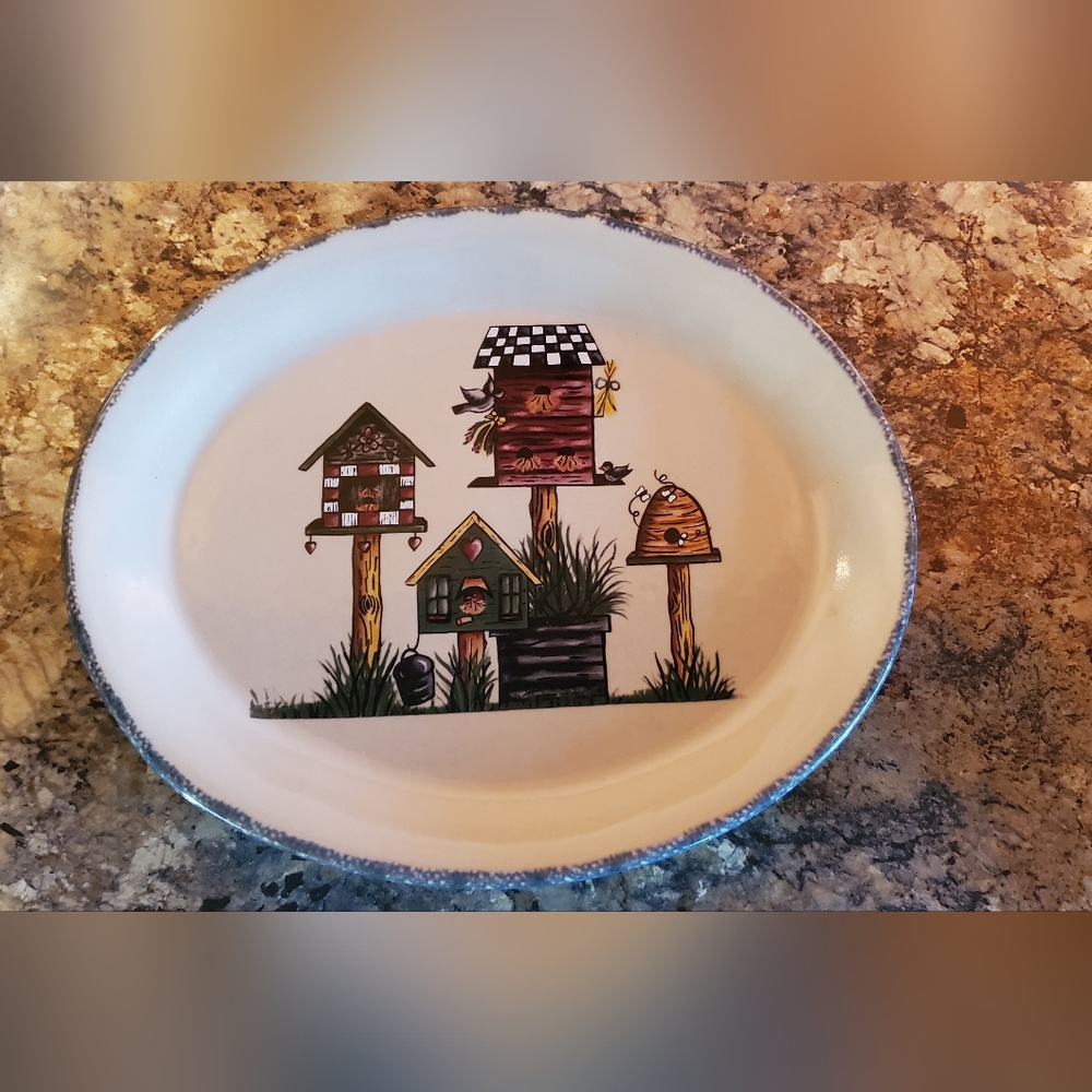 Home & Garden Party Oval Birdhouse Servin Platter